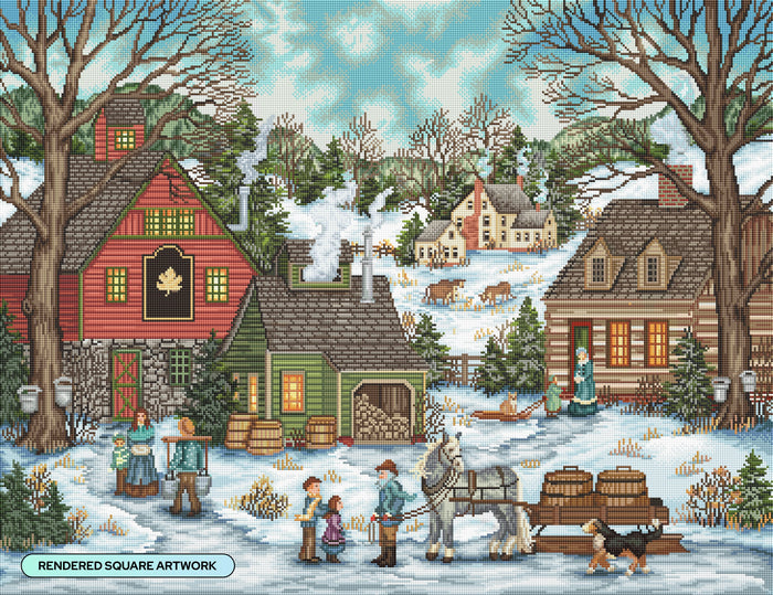 Diamond Painting Hillside Sugar Shack 35.8" x 27.6" (90.9cm x 69.9cm) / Square with 78 Colors including 2 ABs and 3 Fairy Dust Diamonds / 102,565