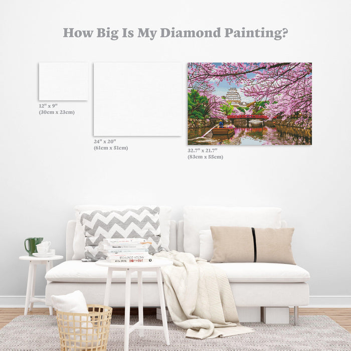 Diamond Painting Himeji Castle 21.7" x 32.7″ (55cm x 83cm) / Round With 42 Colors Including 3 ABs / 57,333