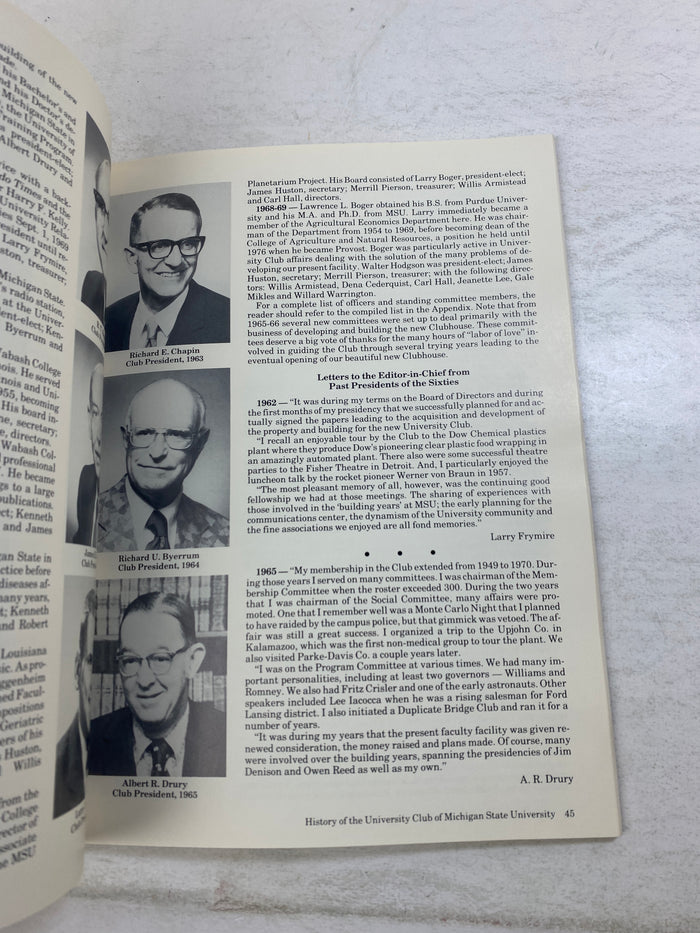 History of MSU University Club 1929-1982 SC