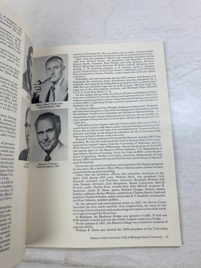 History of MSU University Club 1929-1982 SC