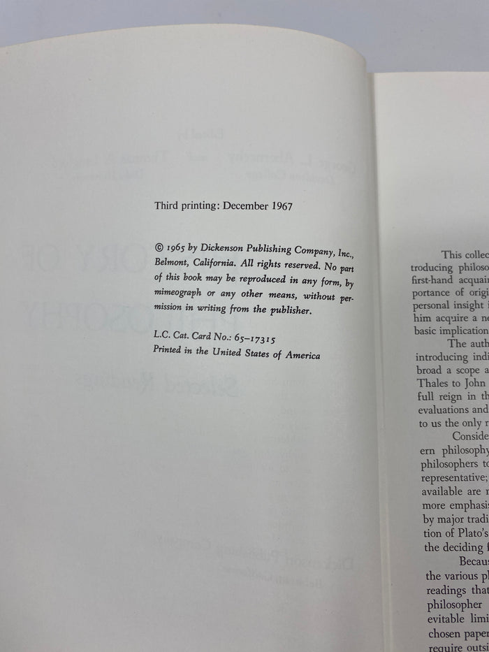 History of Philosophy Abernethy/Langford 3rd Print 1967 HC