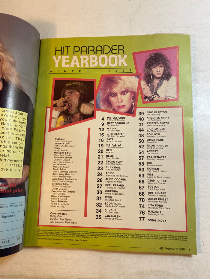 Hit Parader Yearbook Winter 1986 Ozzy Osbourne