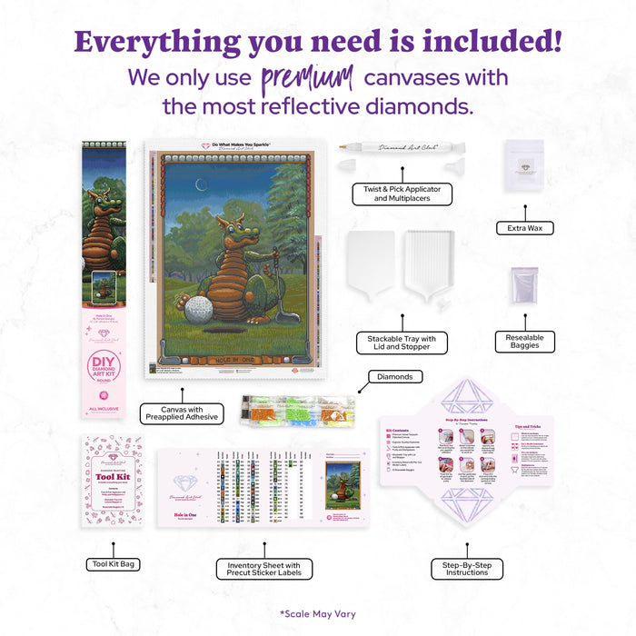 Diamond Painting Hole in One 22" x 30" (55.6cm x 75.9cm) / Round with 70 Colors including 3 ABs and 3 Fairy Dust Diamonds / 55,752