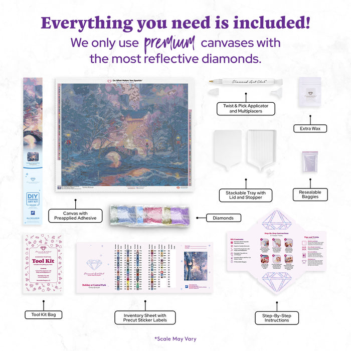 Diamond Painting Holiday at Central Park 34.3" x 27.6" (86.9cm x 69.9cm) / Square With 80 Colors Including 2 ABs and 1 Iridescent Diamond and 3 Fairy Dust Diamonds / 98,069
