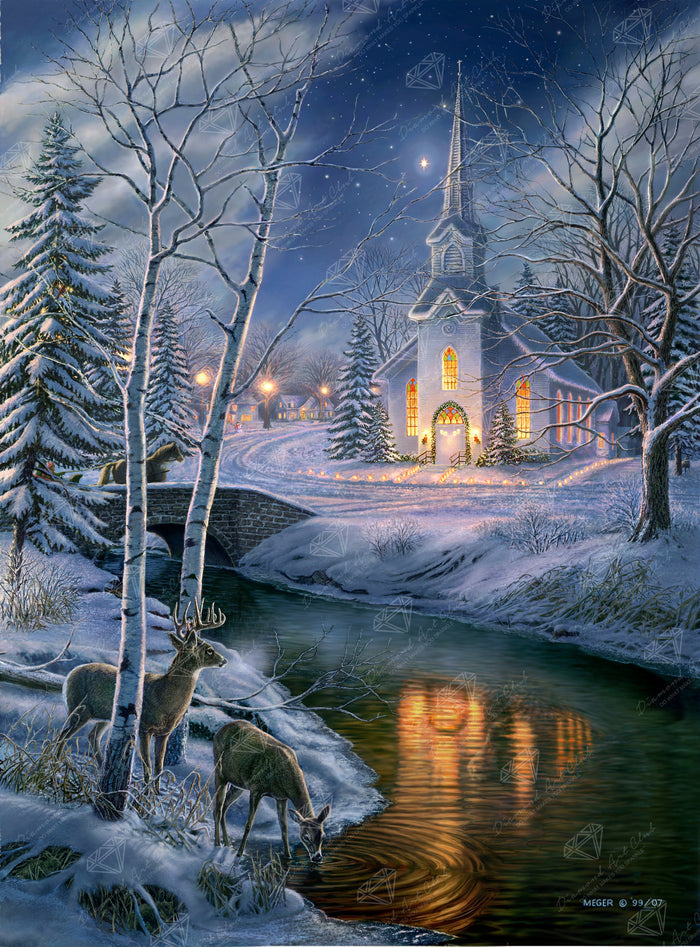 Diamond Painting Holy Winter Night 25.6" x 34.7" (65cm x 87.9cm) / Square with 82 Colors including 1 AB and 3 Fairy Dust Diamonds / 92,133
