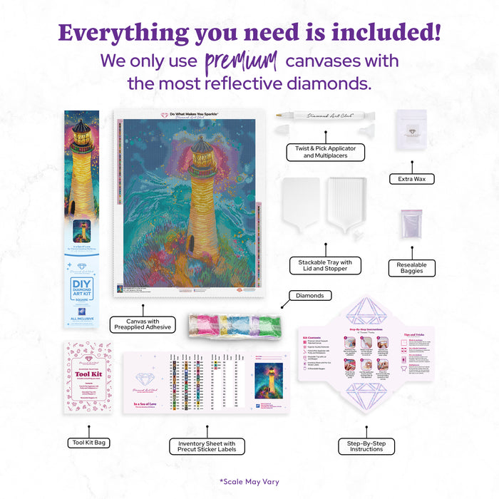 Diamond Painting In a Sea of Love 22" x 28" (55.8cm x 70.7cm) / Square with 54 Colors including 3 ABs and 3 Fairy Dust Diamonds / 63,616