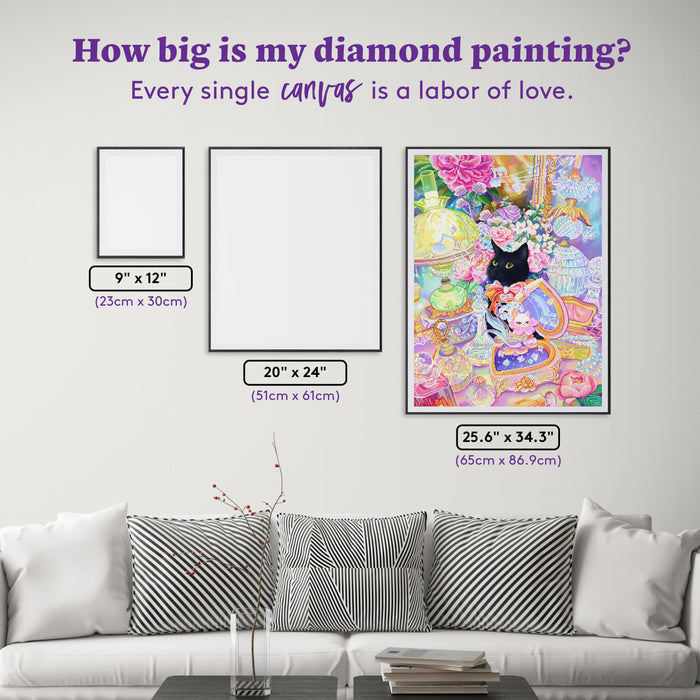 Diamond Painting In the Corner of the Cat Music Box 25.6" x 34.3" (65cm x 86.9cm) / Square With 90 Colors Including 4 ABs and 1 Iridescent Diamond and 5 Fairy Dust Diamonds / 91,089