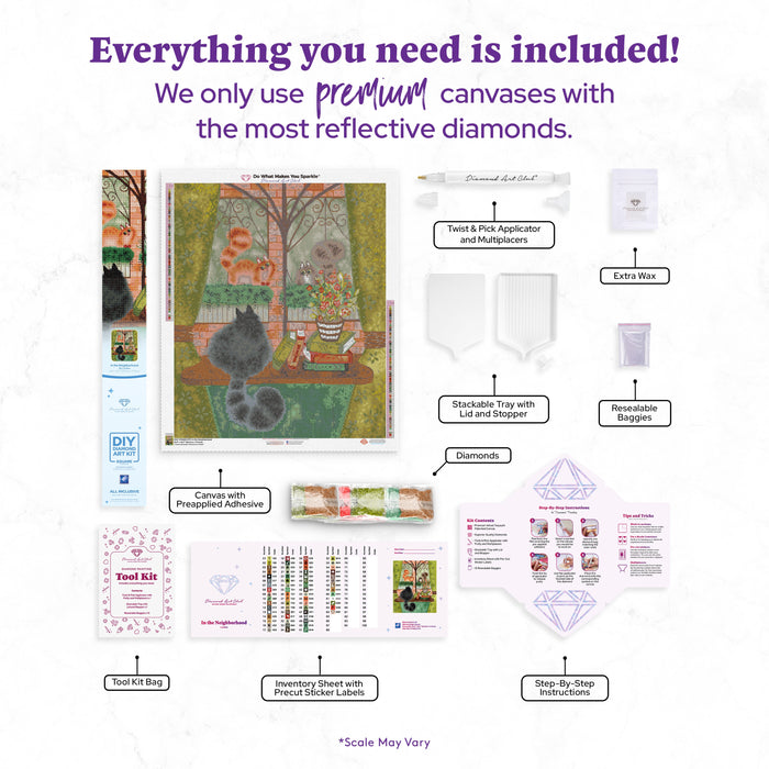 Diamond Painting In the Neighborhood 25.6" x 30.7" (65cm x 77.9cm) / Square With 64 Colors Including 3 ABs and 3 Fairy Dust Diamonds / 81,693