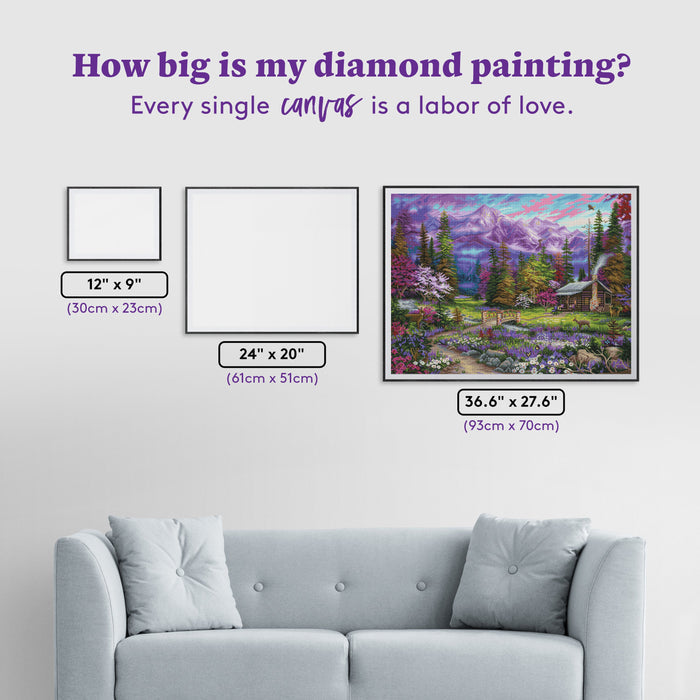 Diamond Painting Inspiration of Spring Meadows 36.6" x 27.6″ (93cm x 70cm) / Square with 54 Colors including 2 ABs / 102,214
