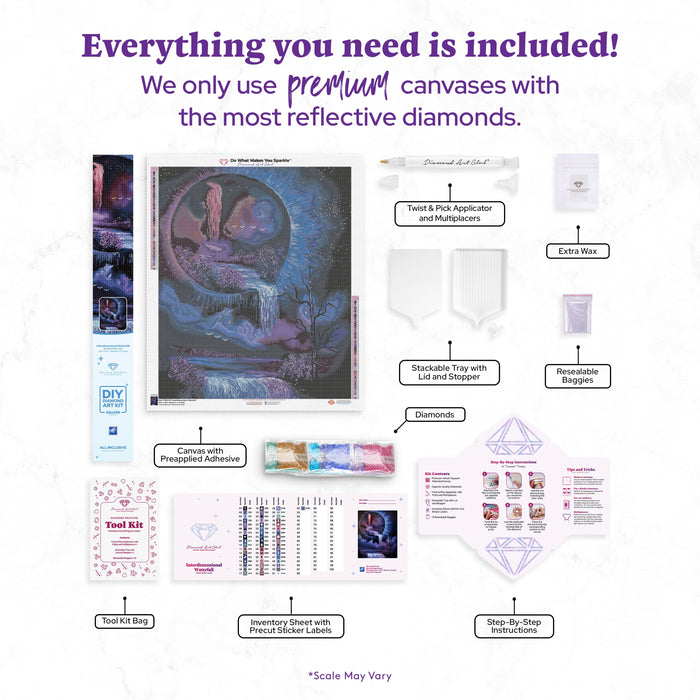 Diamond Painting Interdimensional Waterfall 25.6" x 30.7" (65cm x 77.9cm) / Square with 52 Colors including 3 ABs and 1 Fairy Dust Diamond / 81,693