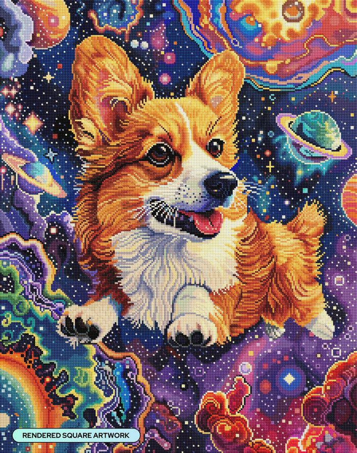 Diamond Painting Interstellar Tail Wagger 22" x 28" (55.8cm x 70.7cm) / Square with 79 Colors including 5 ABs and 3 Fairy Dust Diamonds / 63,616