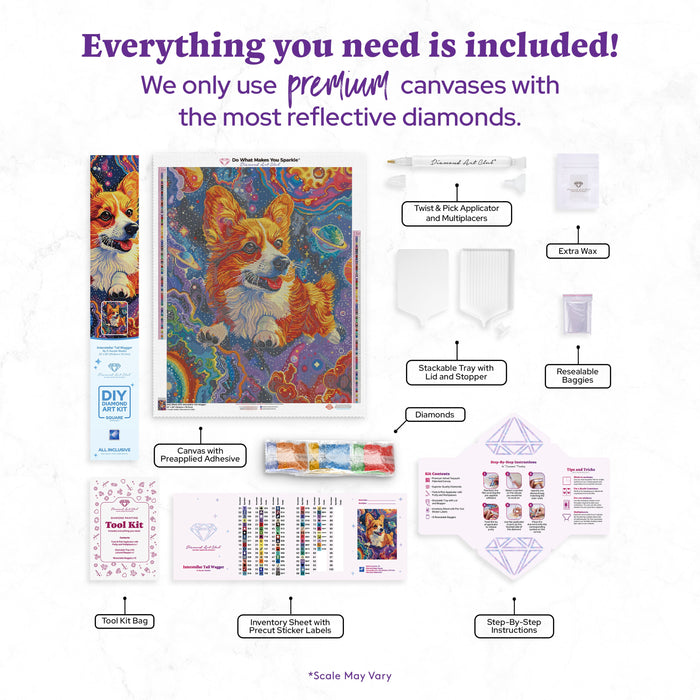 Diamond Painting Interstellar Tail Wagger 22" x 28" (55.8cm x 70.7cm) / Square with 79 Colors including 5 ABs and 3 Fairy Dust Diamonds / 63,616
