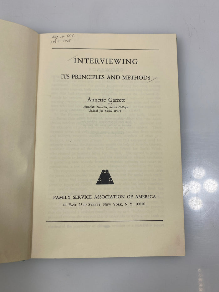 Interviewing by Annette Garrett Ex-library 26th Print 1967 HC