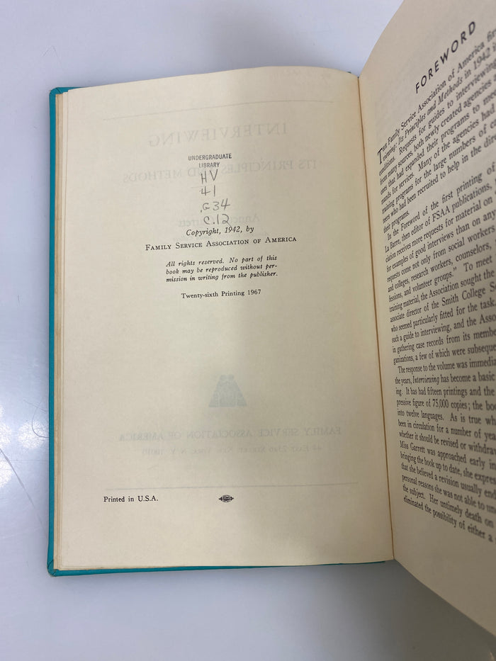 Interviewing by Annette Garrett Ex-library 26th Print 1967 HC