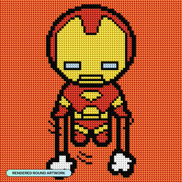 Diamond Painting Iron Man 9" x 9" (22.8cm x 22.8cm) / Round with 6 Colors including 3 Fairy Dust Diamonds / 6,889