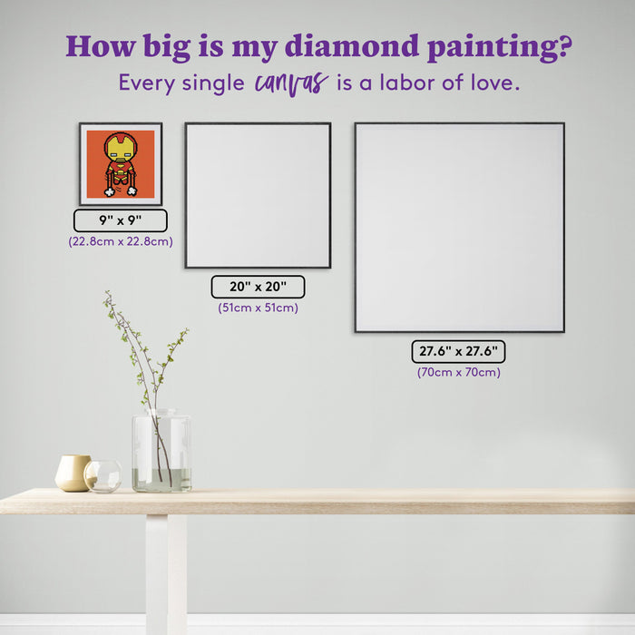 Diamond Painting Iron Man 9" x 9" (22.8cm x 22.8cm) / Round with 6 Colors including 3 Fairy Dust Diamonds / 6,889