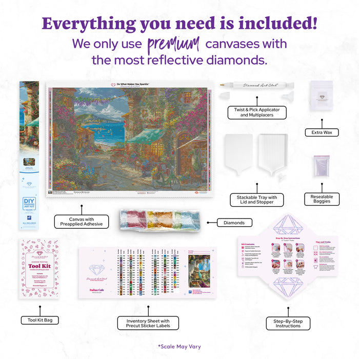Diamond Painting Italian Cafe 38.6" x 25.6" (97.8cm x 65cm) / Square With 98 Colors Including 5 ABs and 2 Fairy Dust Diamonds / 102,573