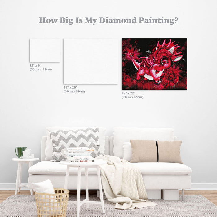 Diamond Painting January – Garnet – Lil DragonZ 28" x 22″ (71cm x 56cm) / Round with 28 Colors including 3 ABs / 50,148