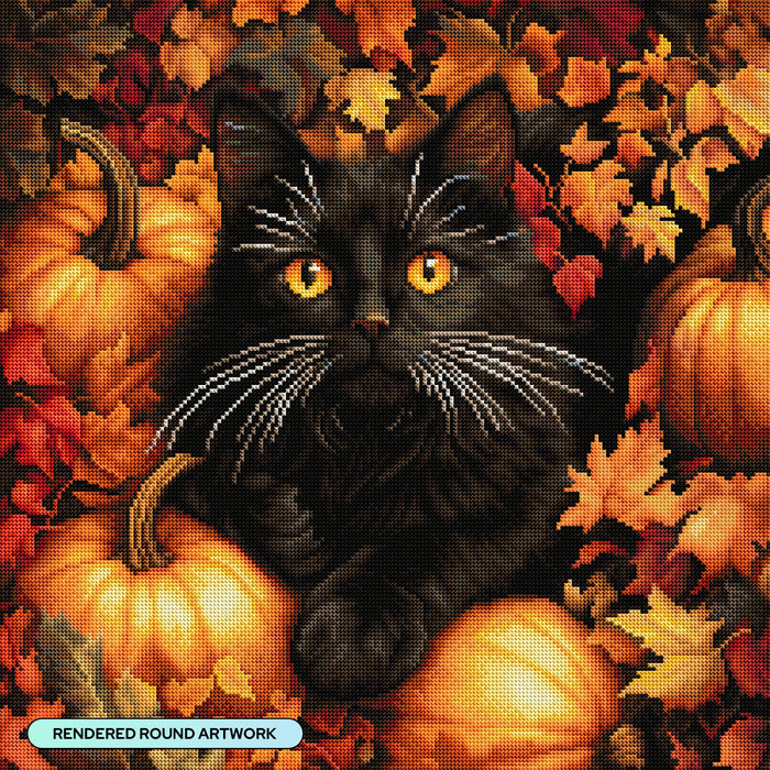 Diamond Painting Jet in the Pumpkin Patch 22" x 22" (55.6cm x 55.6cm) / Round with 40 Colors including 3 ABs and 3 Fairy Dust Diamonds / 40,804