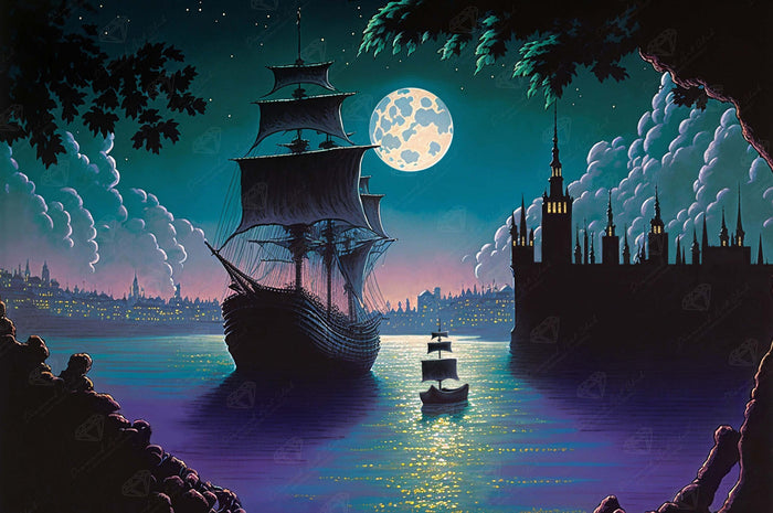 Diamond Painting Journey in the Dark 38.6" x 25.6" (98cm x 65cm) / Square with 53 Colors including 4 ABs and 1 Glow in the Dark Diamonds / 102,573