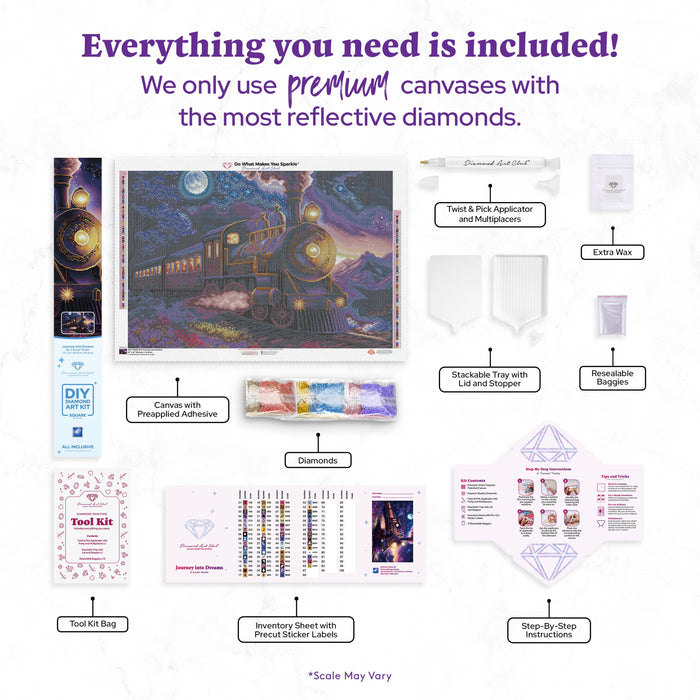 Diamond Painting Journey into Dreams 33" x 22" (83.6cm x 55.8cm) / Square with 66 Colors including 2 ABs and 3 Fairy Dust Diamonds / 75,264