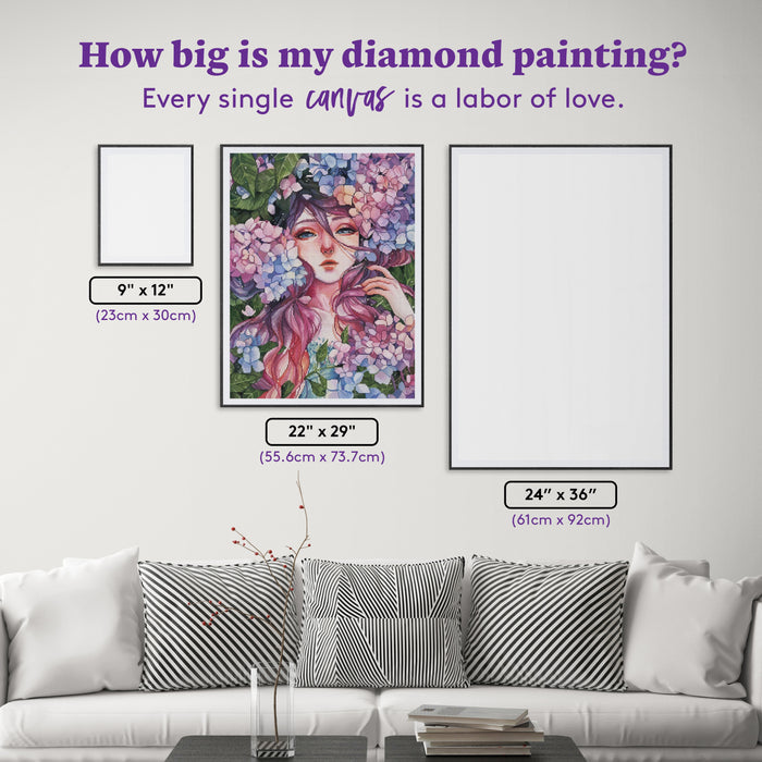 Diamond Painting June Blooms 22" x 29" (55.6cm x 73.7cm) / Round with 90 Colors including 2 ABs and 4 Fairy Dust Diamonds / 54,136