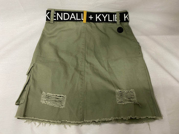 Kendall and Kylie Forever 21 Distressed Olive Green Cargo Skirt Women's XS