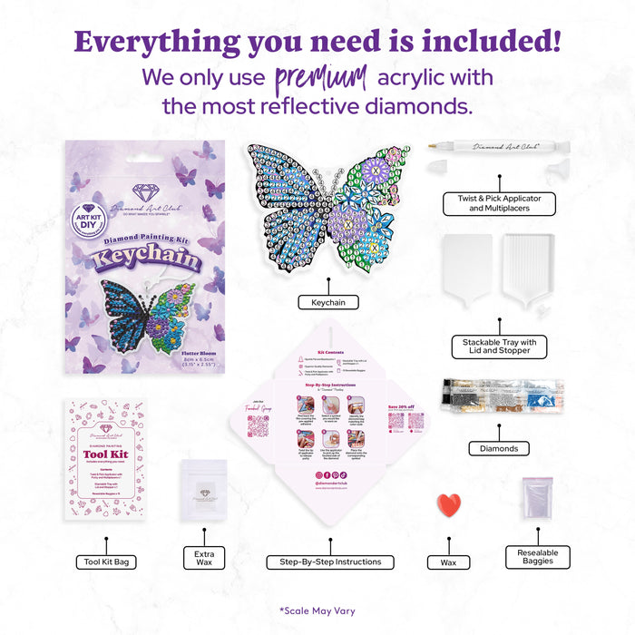 Diamond Painting Keychain - Flutter Bloom 3.15" x 2.55" (8cm x 6.5cm) / 0 / 0