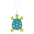 Diamond Painting Keychain - Happy Turtle 3.15" x 2.17" (8cm x 5.5cm) / Round With 6 Colors including 6 Iridescent Diamonds / 225