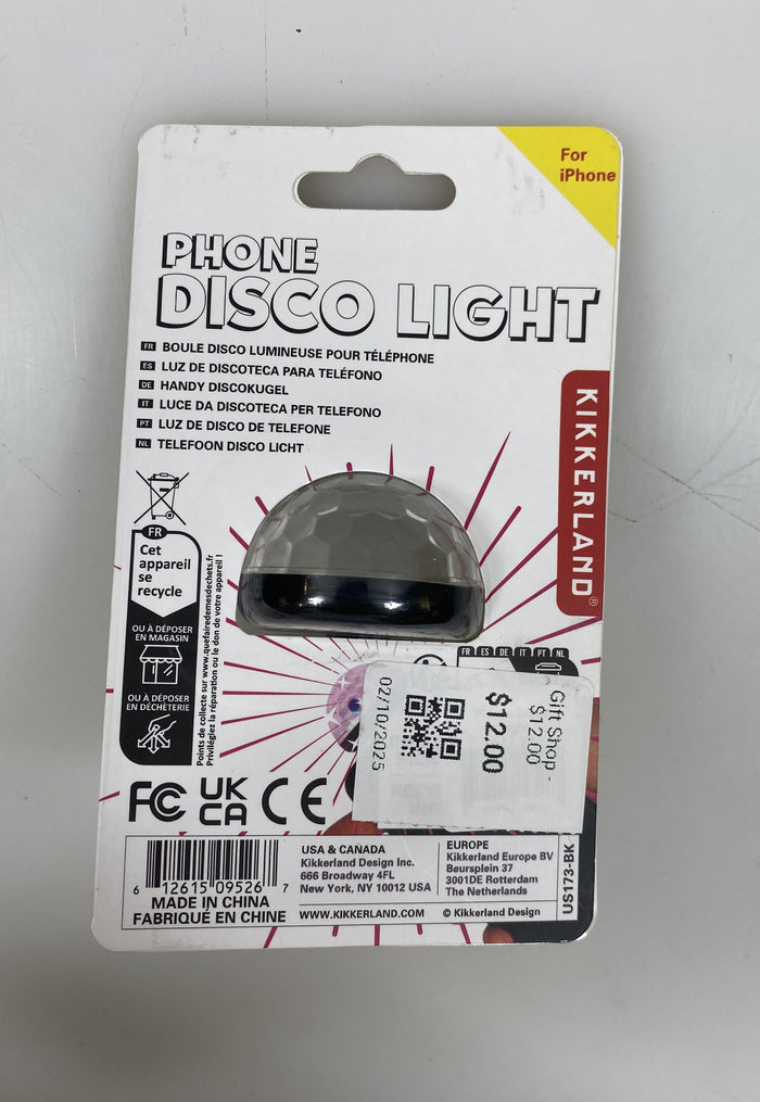 Kikkerland Phone Disco Light With Lightning Cable Port Mobile Phone Adapter