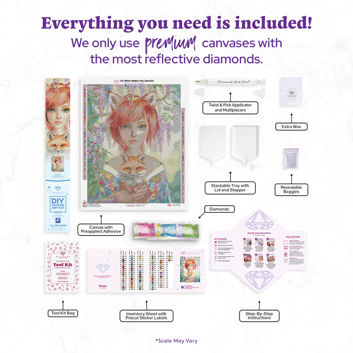 Diamond Painting Kitsune 22" x 28" (55.8cm x 70.7cm) / Square with 87 Colors including 2 ABs and 5 Fairy Dust Diamonds / 63,616