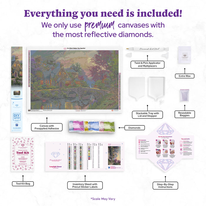 Diamond Painting Lamplight Manor 38.2" x 25.6" (96.8cm x 65cm) / Square With 61 Colors Including 3 ABs and 5 Fairy Dust Diamonds / 101,529