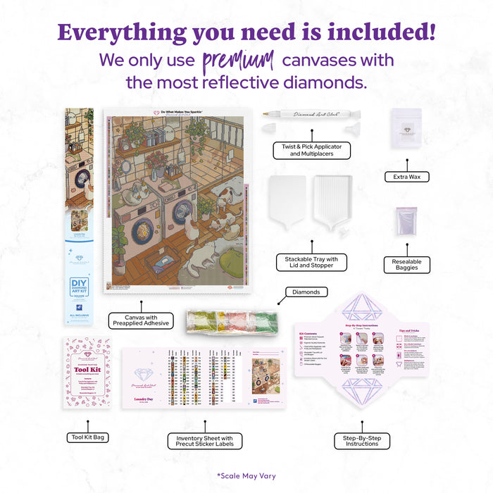 Diamond Painting Laundry Day 25.6" x 32.7" (65cm x 82.9cm) / Square With 76 Colors Including 3 ABs and 3 Fairy Dust Diamonds / 86,913