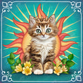 Diamond Painting Leo Zodiac Kitten 17" x 17" (42.6cm x 42.6cm) / Round with 47 Colors including 3 ABs and 1 Iridescent Diamond and 4 Fairy Dust Diamonds / 24,025