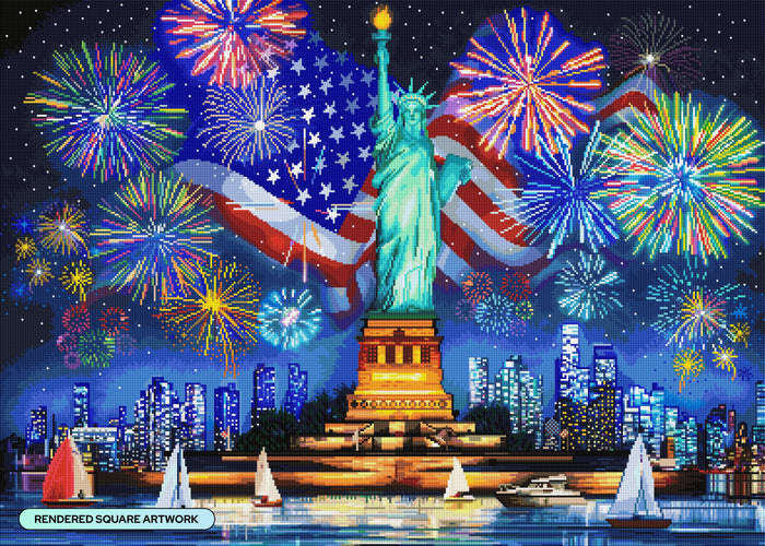 Diamond Painting Liberty Celebration 38.6" x 27.6" (97.8cm x 69.9cm) / Square with 92 Colors including 3 ABs and 1 Iridescent Diamond and 5 Fairy Dust Diamonds / 110,433