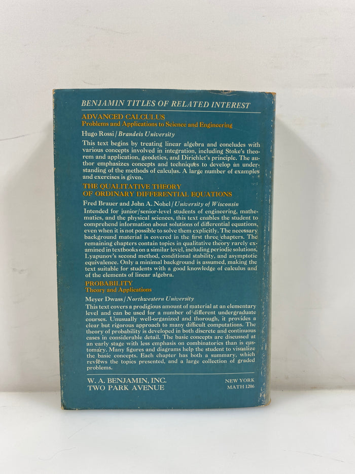 Linear Mathematics: an Introduction by Brauer/Nohel/Schneider 1970 HCDJ