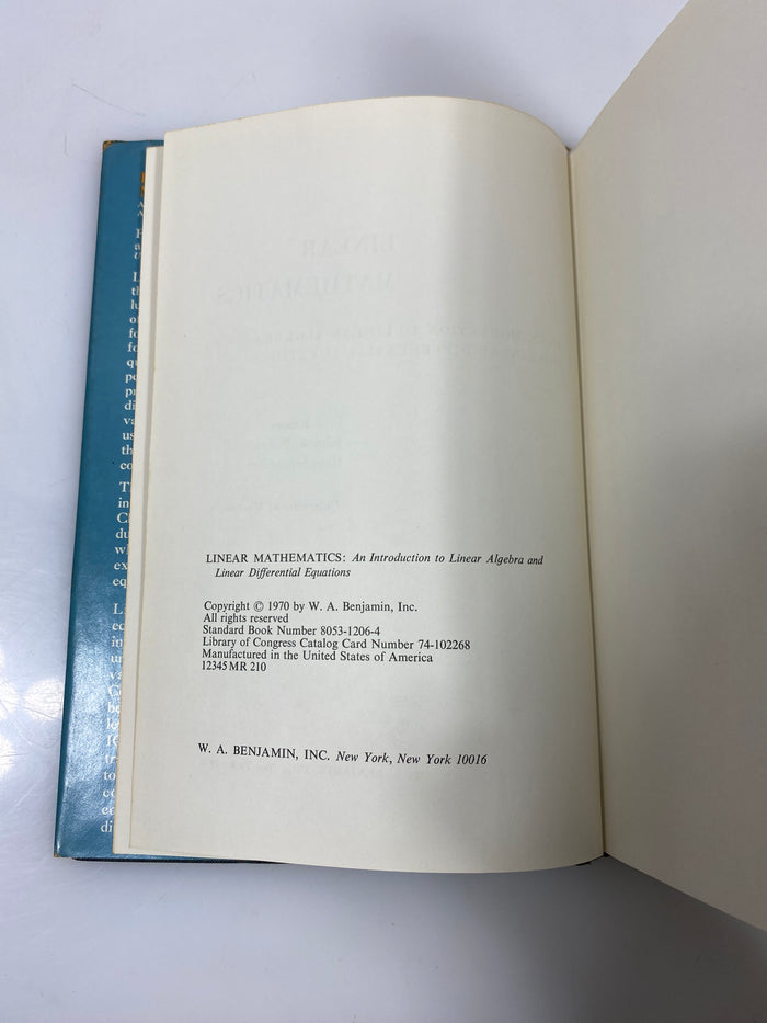 Linear Mathematics: an Introduction by Brauer/Nohel/Schneider 1970 HCDJ