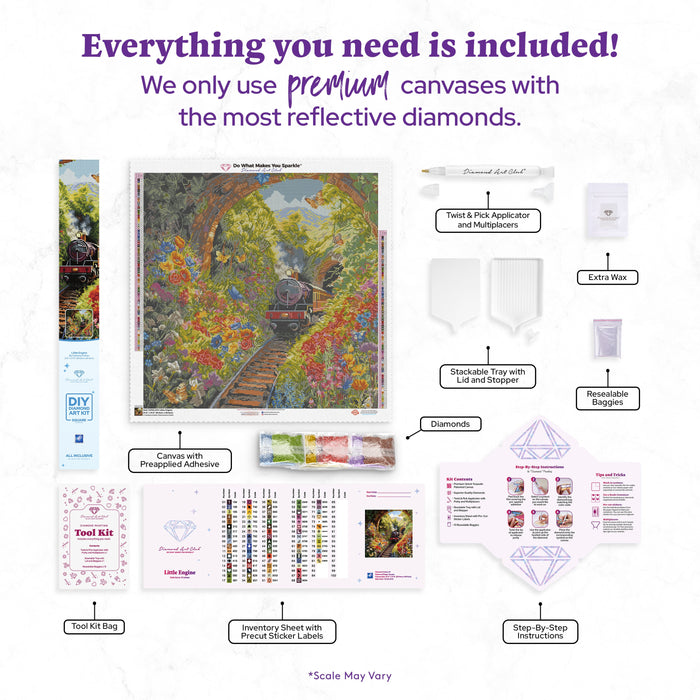 Diamond Painting Little Engine 27.6" x 27.6" (69.9cm x 69.9cm) / Square with 81 Colors including 3 ABs and 5 Fairy Dust Diamonds / 78,961