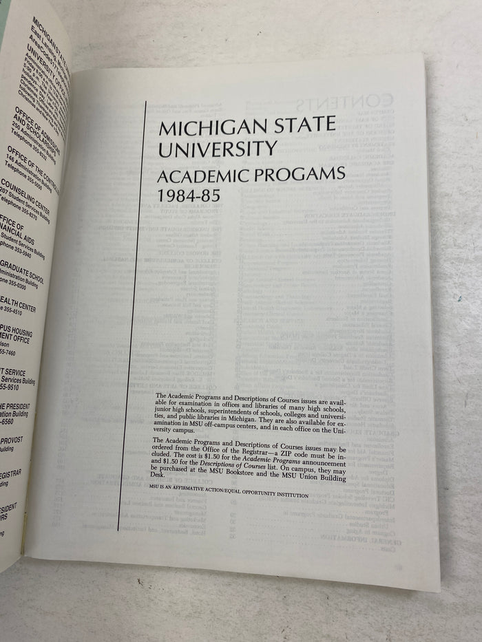 Lot of 2 MSU Coursebooks 1984-1985