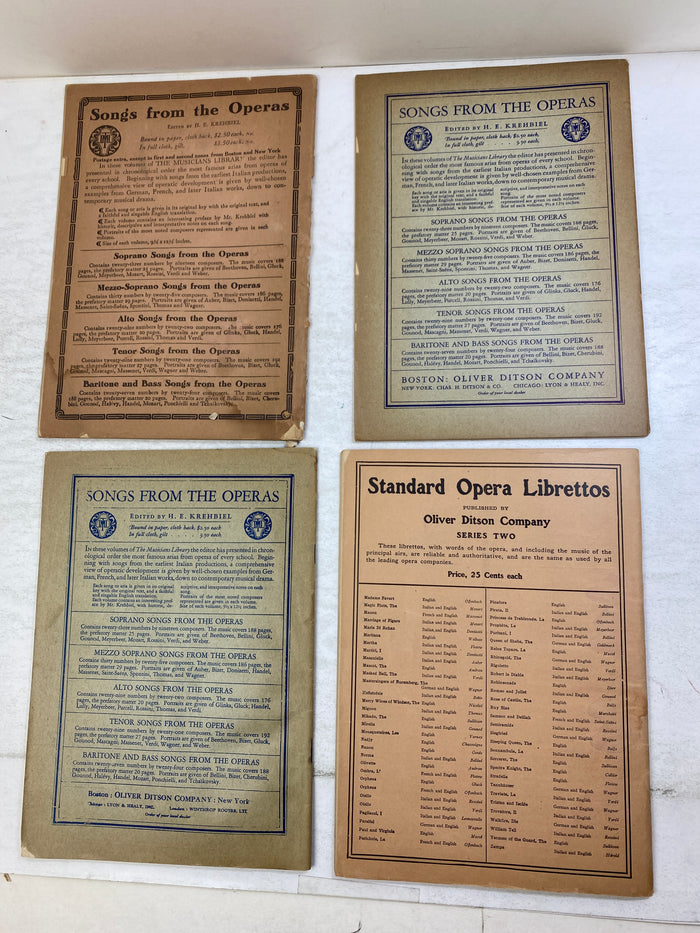 Lot of 4 Vintage Opera Programs Oliver Ditson Co Boston