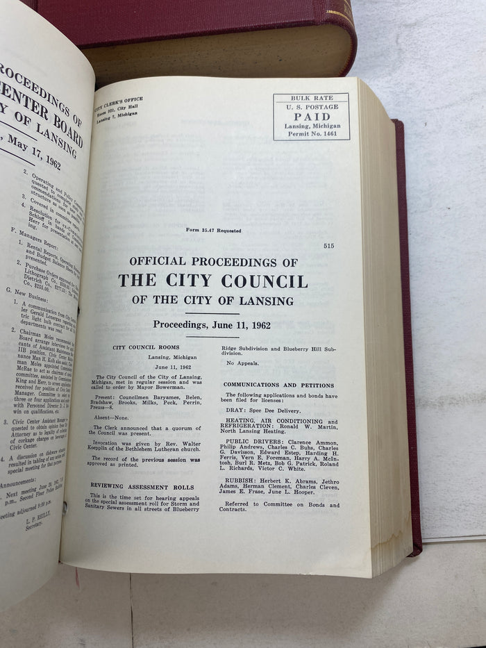 Lot of 5 City of Lansing Proceedings of City Council 1950-1962