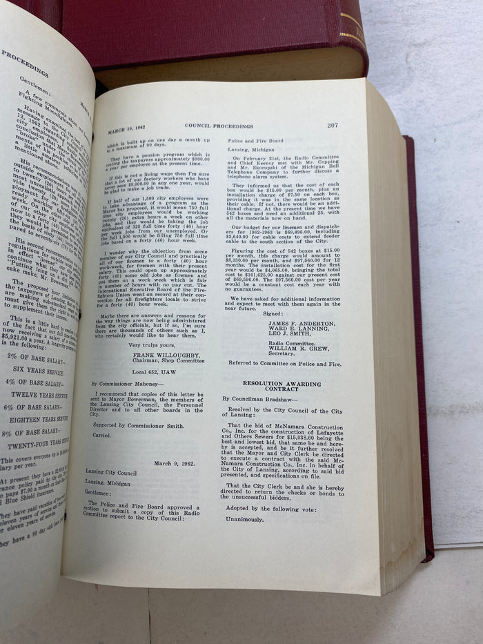Lot of 5 City of Lansing Proceedings of City Council 1950-1962