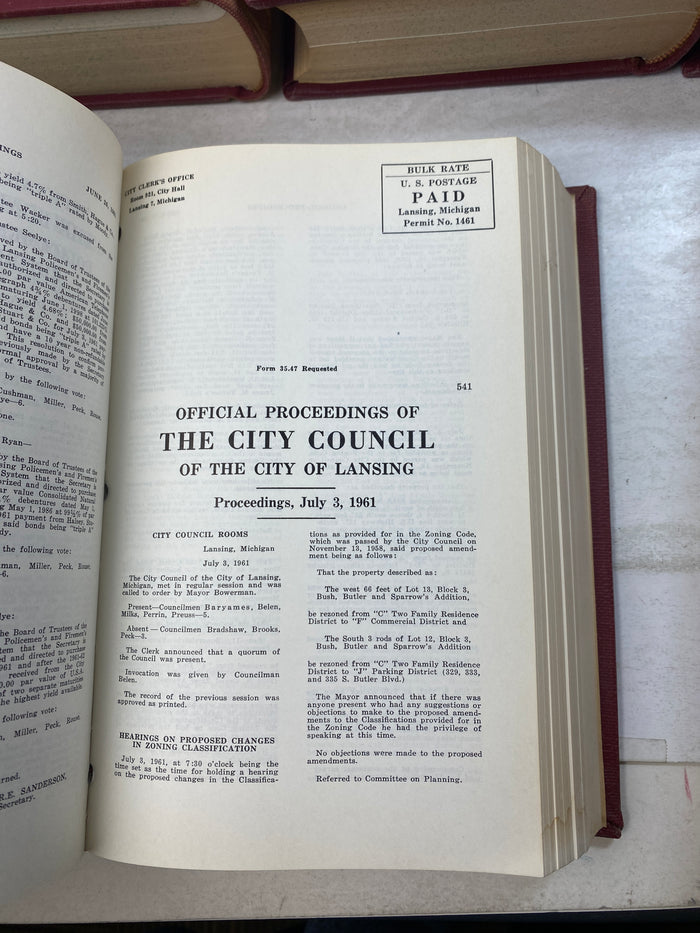 Lot of 5 City of Lansing Proceedings of City Council 1950-1962