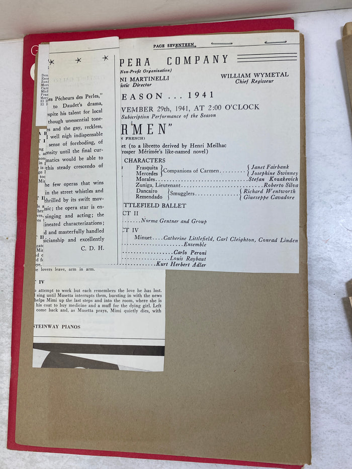 Lot of 5 Vintage Opera Programs Carmen w/ ephemera