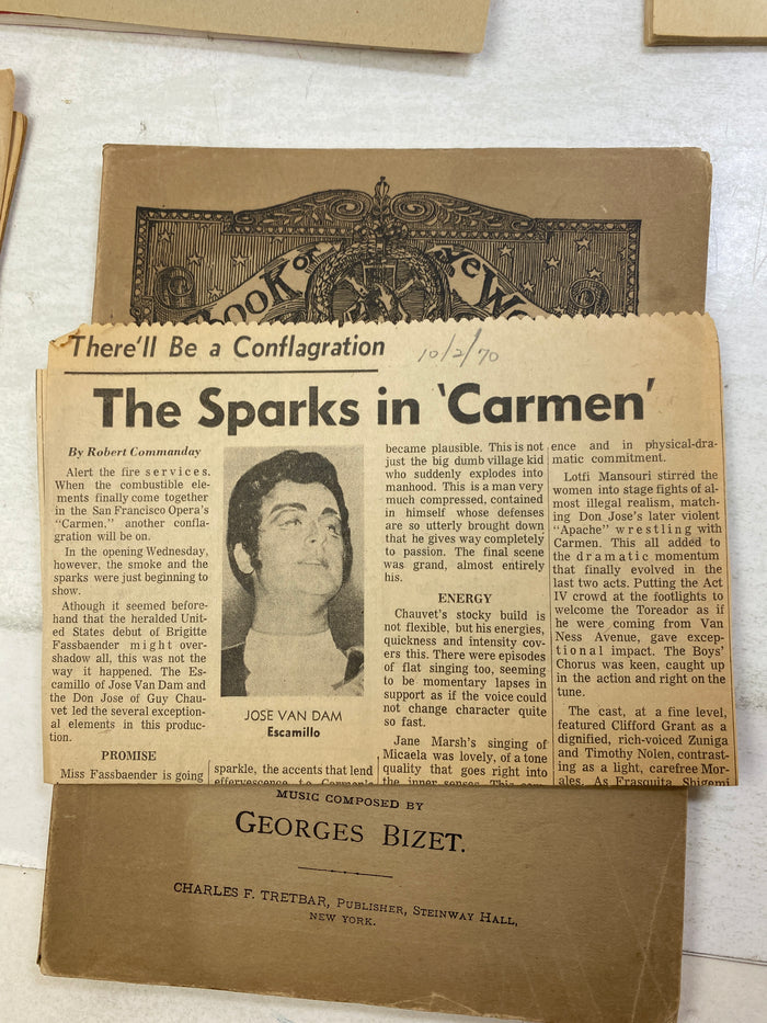 Lot of 5 Vintage Opera Programs Carmen w/ ephemera