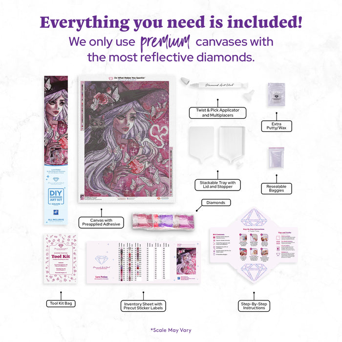 Diamond Painting Love Potion 22" x 30" (55.8cm x 75.9cm) / Square with 49 Colors including 2 ABs and 3 Fairy Dust Diamonds / 68,320