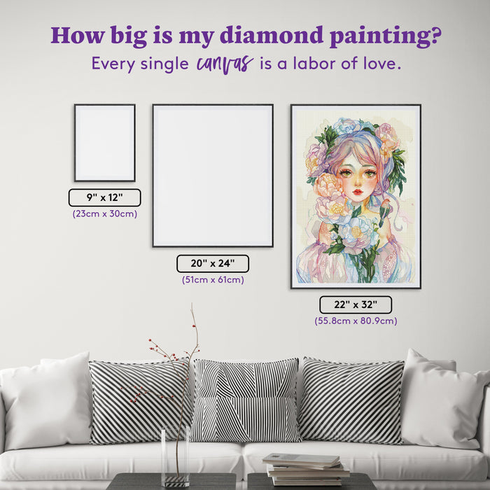 Diamond Painting Love, Tessie 22" x 32" (55.8cm x 80.9cm) / Square with 100 Colors including 1 AB and 3 Fairy Dust Diamonds / 72,800