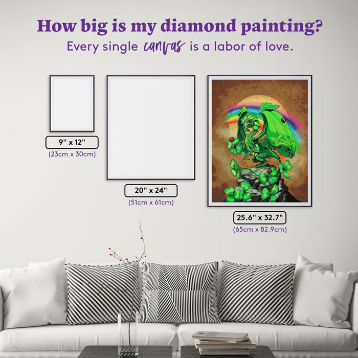 Diamond Painting Luck Dragon 25.6" x 32.7" (65cm x 82.9cm) / Square with 88 Colors including 2 ABs and 4 Fairy Dust Diamonds / 86,913