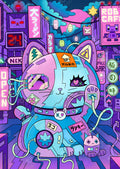 Diamond Painting Lucky Cat Cyber Punk 22" x 31" (55.8cm x 78.7cm) / Square with 59 Colors including 1 Iridescent Diamond and 5 Fairy Dust Diamonds / 70,784