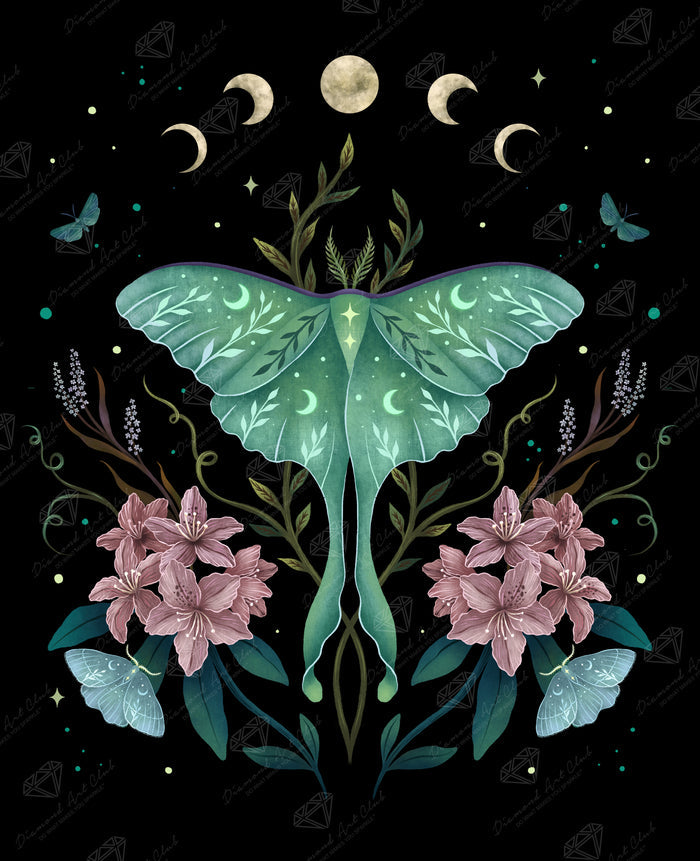 Diamond Painting Luna and Rhododendron 25.6" x 31.5" (65cm x 79.9cm) / Square with 51 Colors including 2 ABs and 2 Iridescent Diamonds and 2 Fairy Dust Diamonds / 83,781